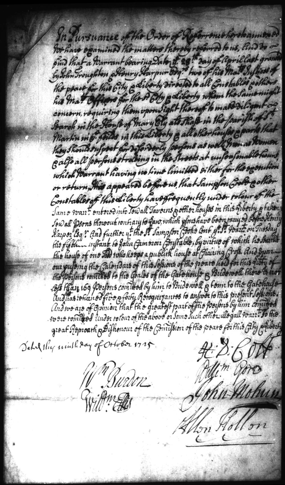 Figure 3.4 [Warrant to 'all constables' for the arrest of 'disorderly persons' (1725). LL, Westminster Sessions: Sessions Papers, October 1725 (LMWJPS653740010)](http://www.londonlives.org/browse.jsp?div=LMWJPS65374PS653740010).