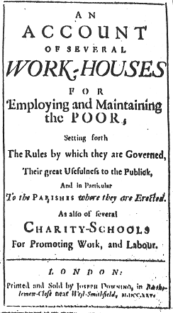 The title page of the 1725 edition of the Account of Several Workhouses