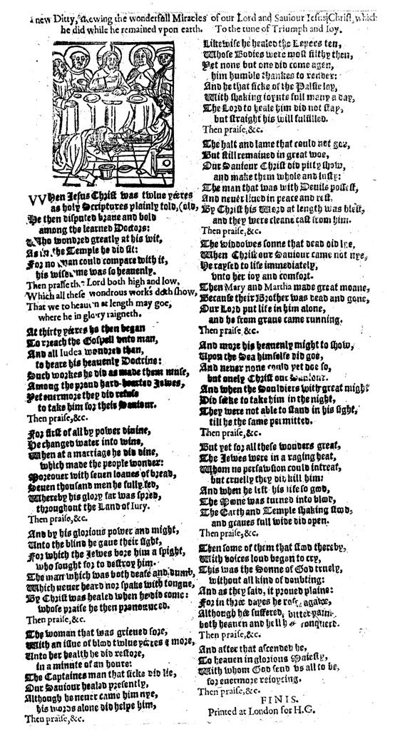 A single sheet ballad in black letter printing A single sheet ballad in black letter printing